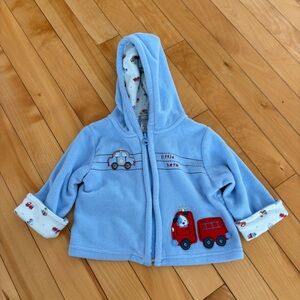 Vintage Y2K Carter’s Fleece Zip Up Hoodie Blue Size 6 months little hero 🔥 truck